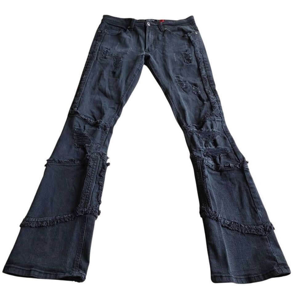 Makobi mens Sz 34X36 black Gianos stacked jeans